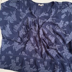 Maurices Dark Blue Textured Blouse | 1X